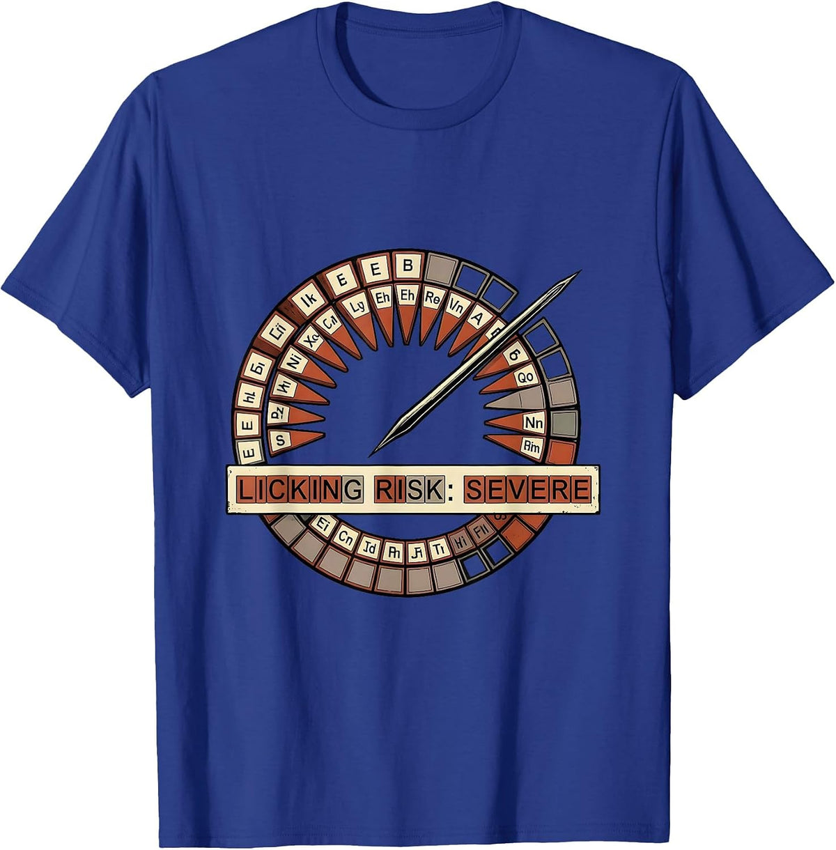 Men's Licking Risk: Severe Funny Periodic Table Science Teacher T-Shirt - Royal Blue