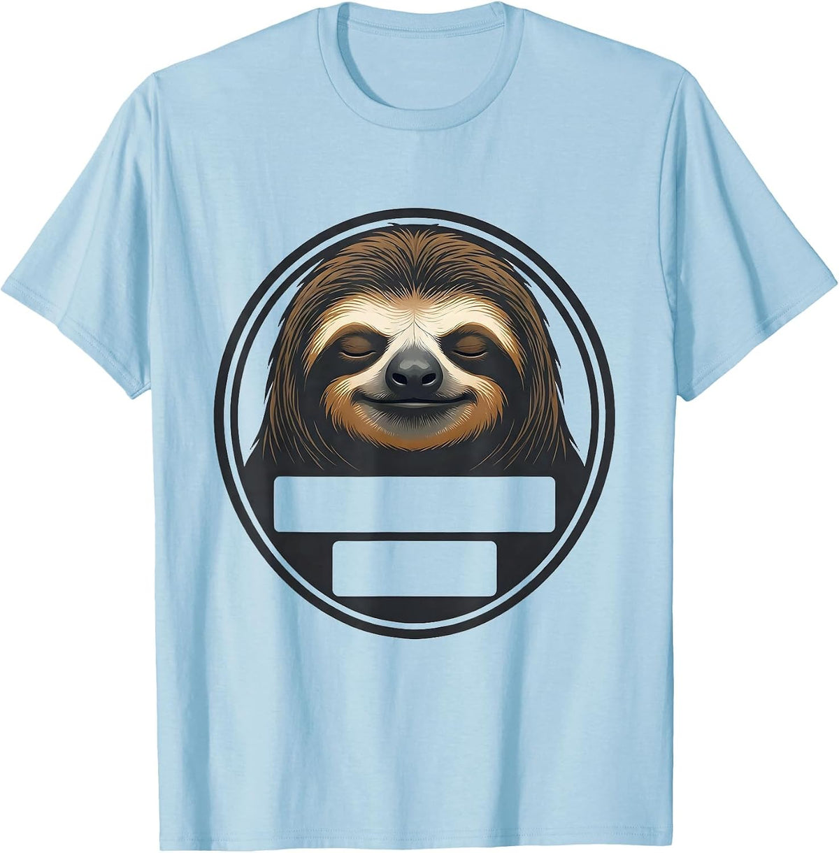 Men's Sealed Sloth Badge Minimalist Lazy Humor Novelty T-Shirt - Baby Blue