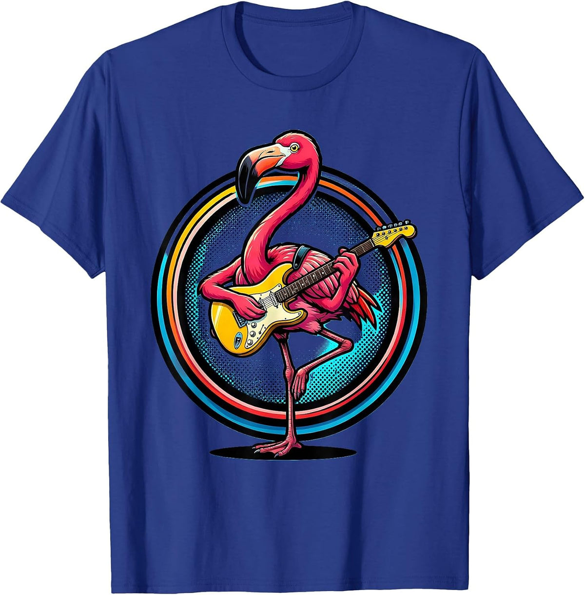 Men's Funny Flamingo Guitar Player Music Lover Gift T-Shirt - Royal Blue