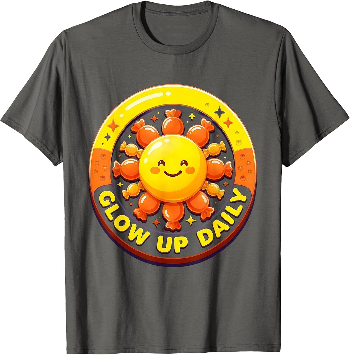 Men's Glow Up Daily Motivational Lifestyle Design T-Shirt - Asphalt Grey