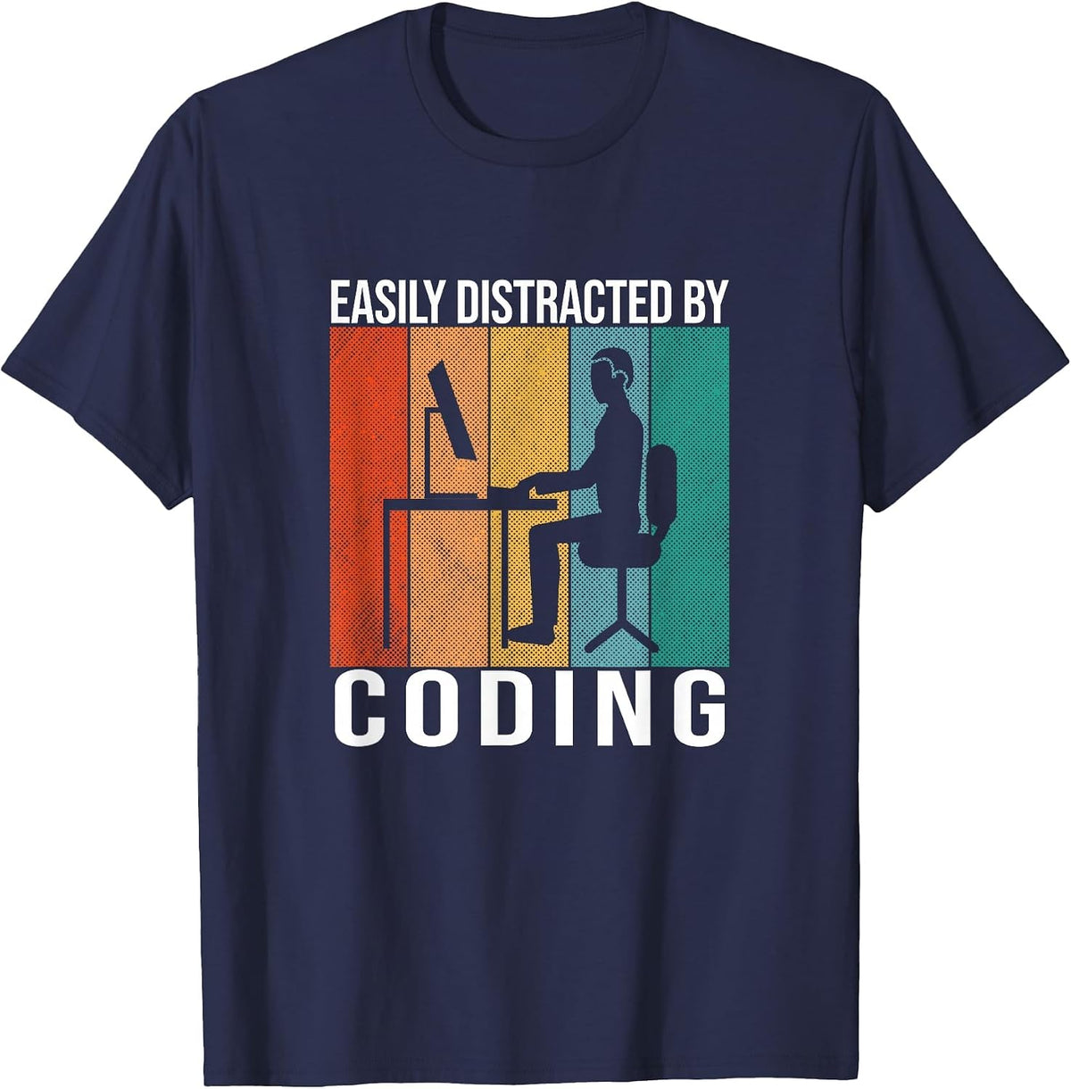 Coding Retro Code Vintage Programmer Developer Funny Coder T-Shirt - Navy Blue