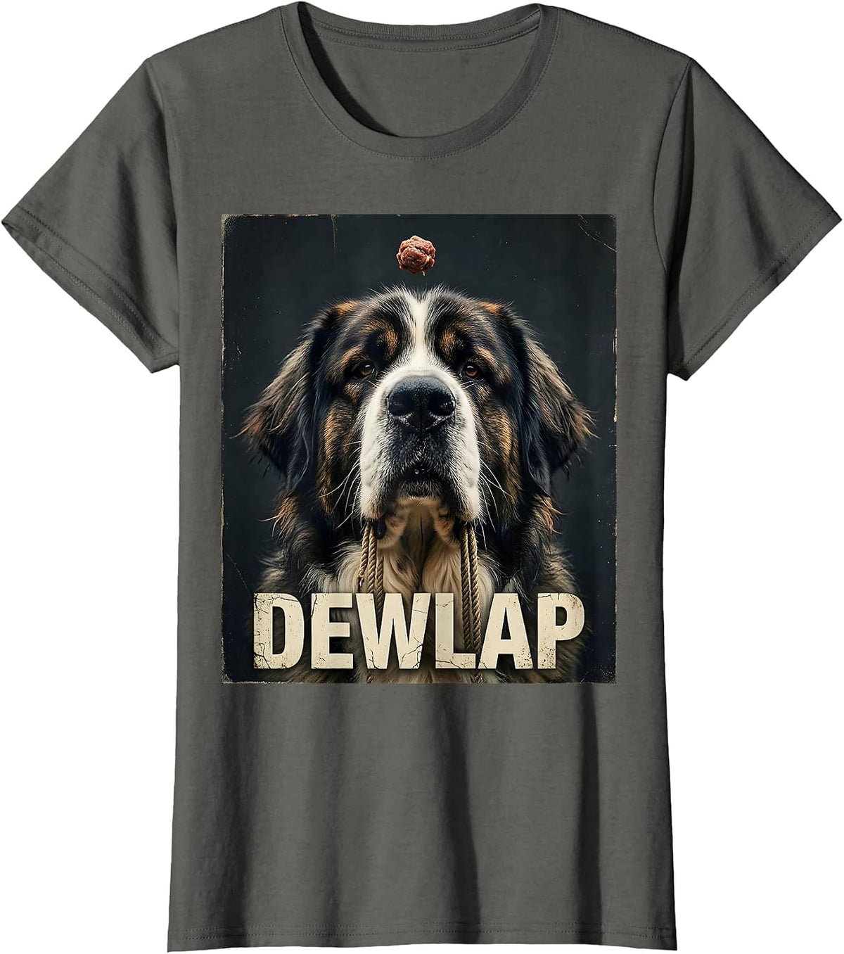 Women's DEWLAP Distressed Funny Great Pyrenees Dog Mom Dog Dad Jowls T-Shirt - Asphalt Grey