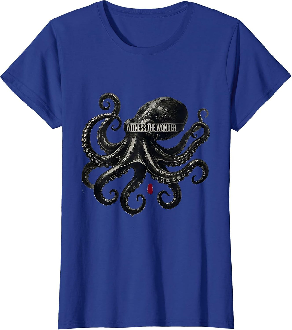 Women's Witness The Wonder Ink Brush Octopus Lover Ocean Sea T-Shirt - Royal Blue