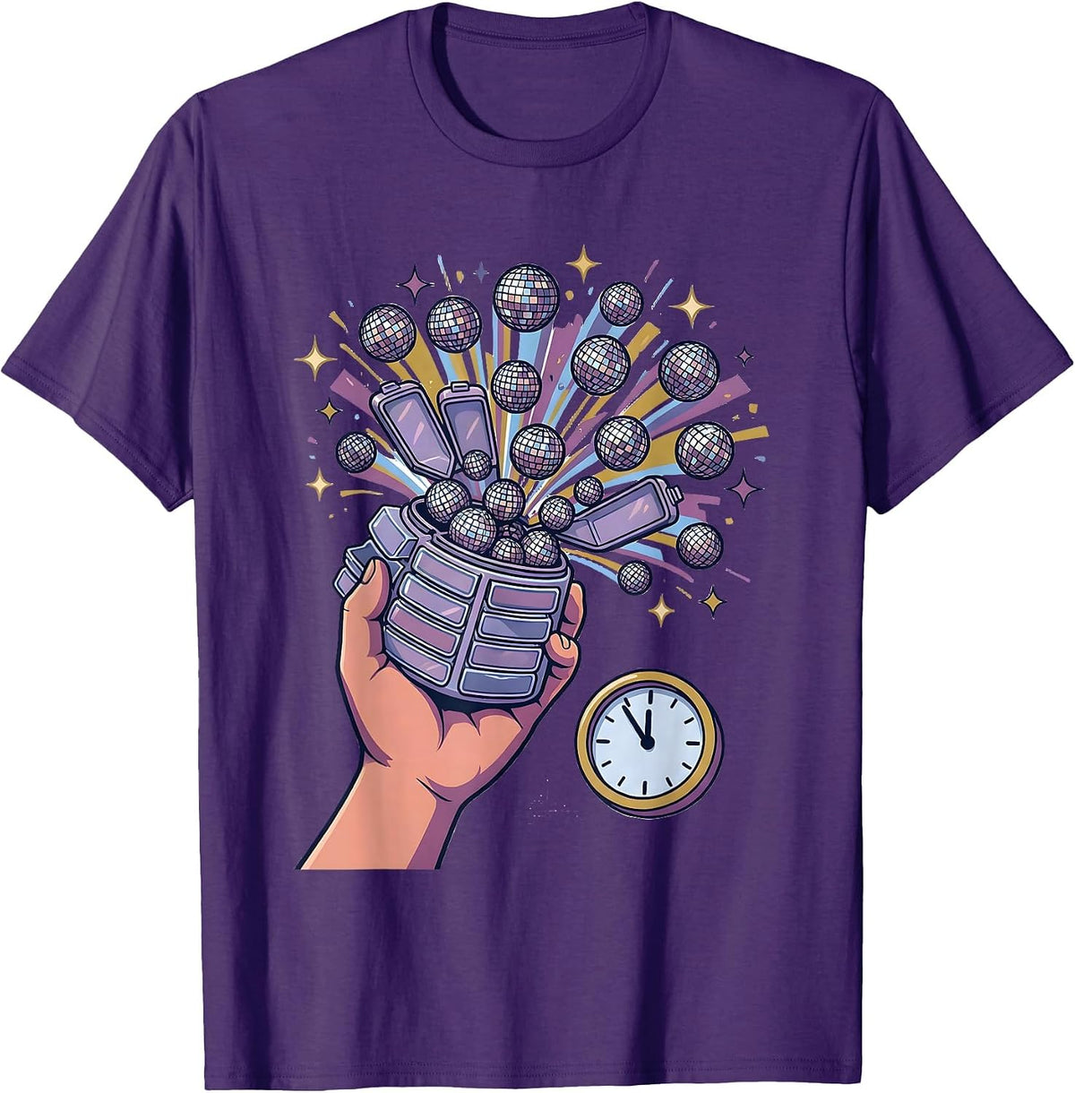 Pill Organizer Party Popper Nurse Crew New Year Eve Party T-Shirt - Purple