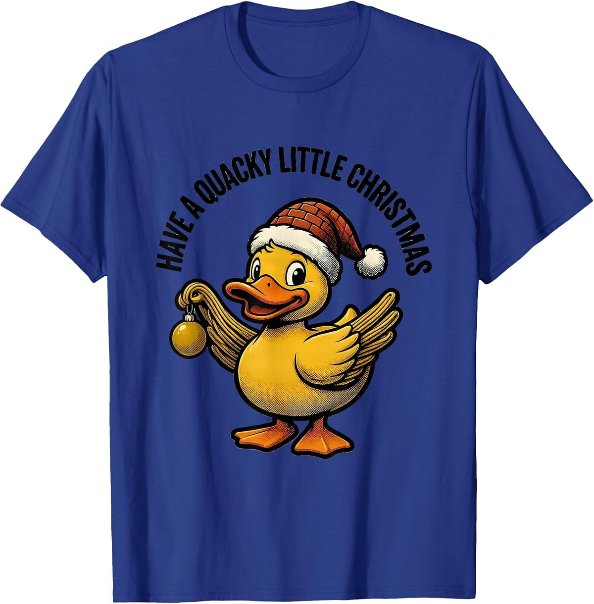 Men's Have A Quacky Little Christmas Retro Cartoon Duck Lover T-Shirt - Royal Blue