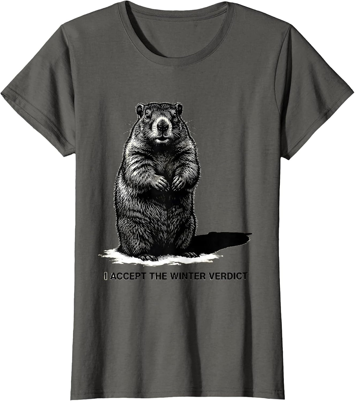 Women's I ACCEPT THE WINTER VERDICT Funny Groundhog Day Woodchuck T-Shirt - Asphalt Grey