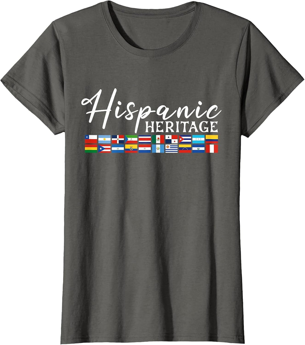 Hispanic Heritage Month Flags Women, Men T-Shirt - Asphalt Grey
