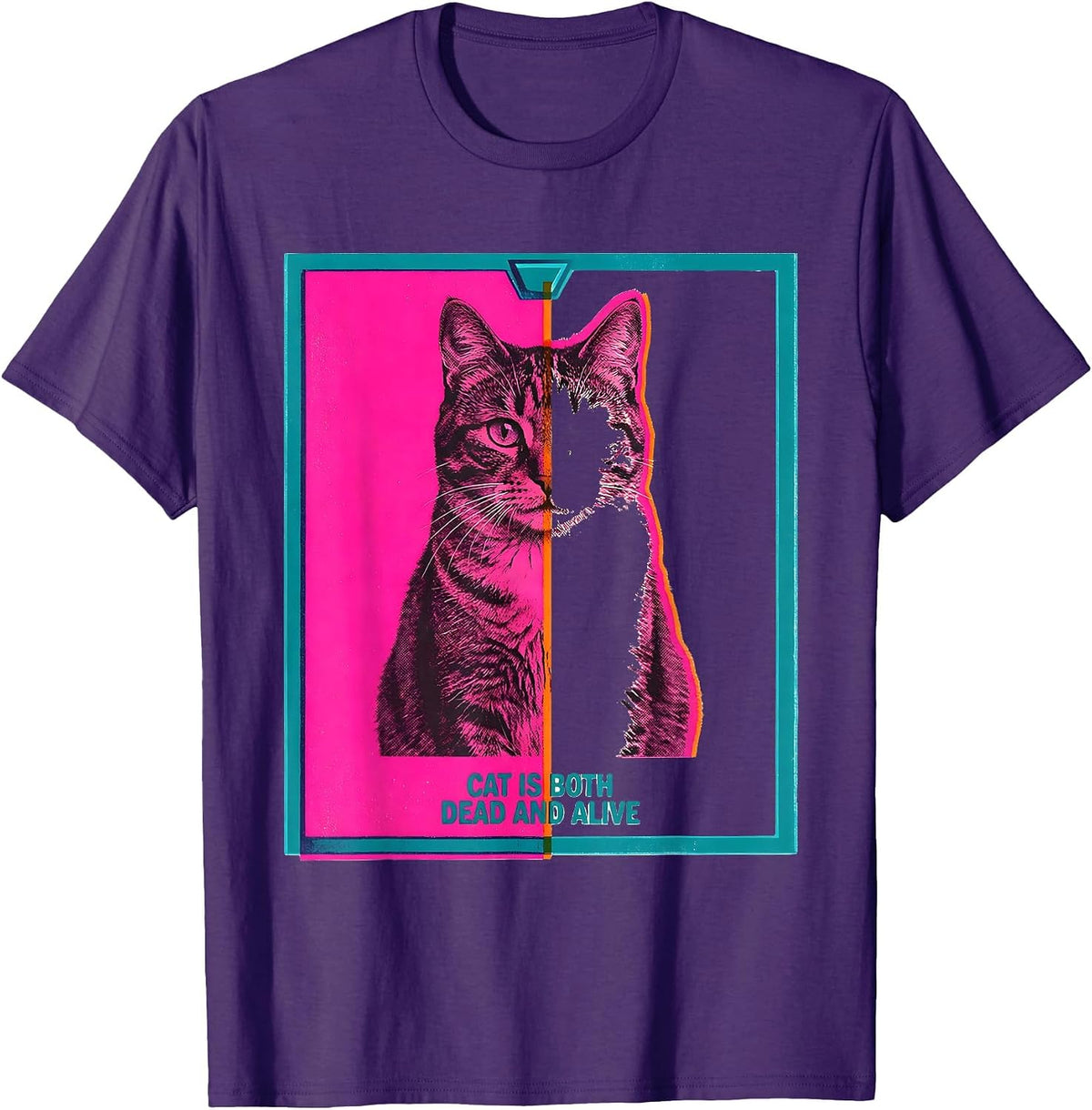 Cat Is Both Dead And Alive Funny Quantum Physics Science T-Shirt - Purple