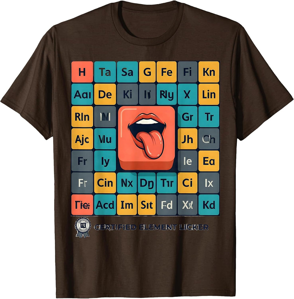 Certified Element Licker Periodic Table Design T-Shirt - Brown