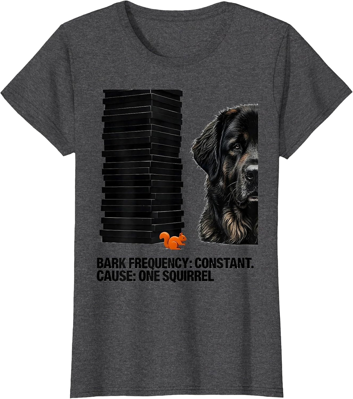Women's Bark Frequency: Constant. Cause: One Squirrel Great Pyrenees T-Shirt - Dark Heather Grey