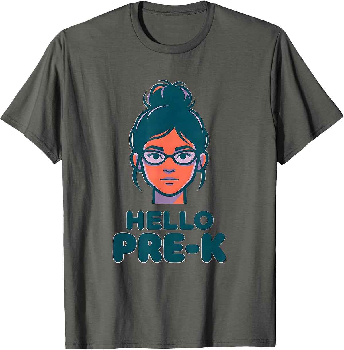 Men's Hello Pre-K Messy Bun Girl First Day of School T-Shirt - Asphalt Grey