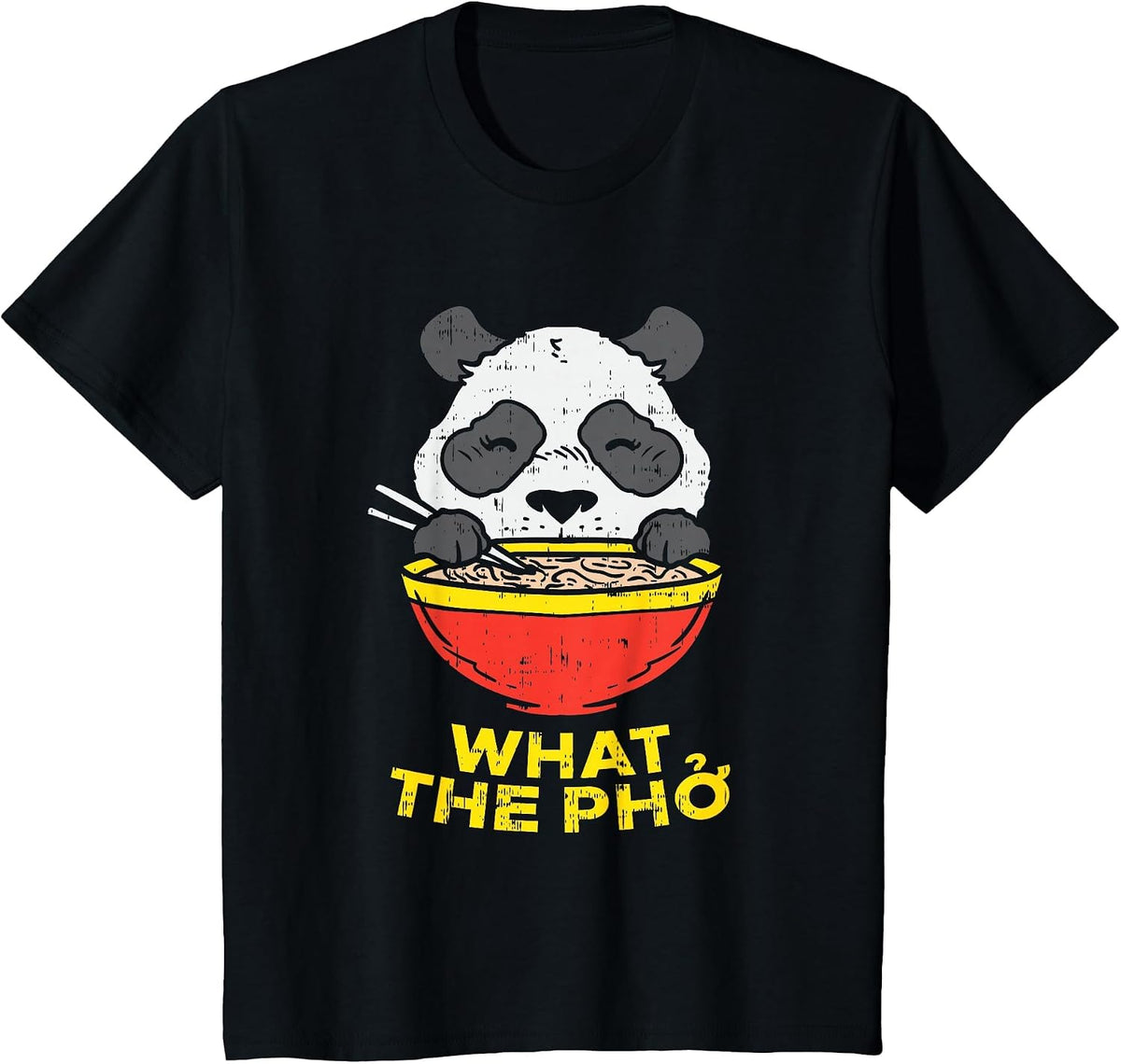 What The Pho I Funny Panda Chinese Food Ramen Noodle T-Shirt - Black