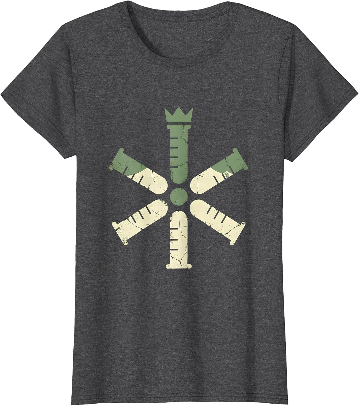 Women's Science Teacher Floral Graduated Cylinder Design T-Shirt - Dark Heather Grey