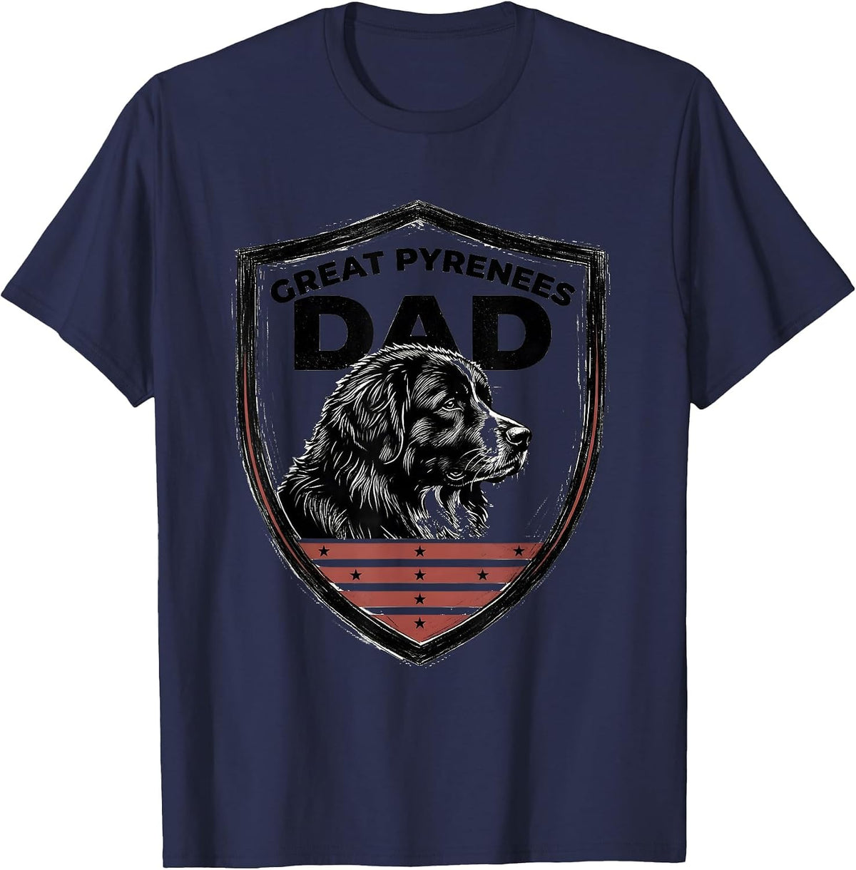 Men's Great Pyrenees Dad Patriotic Dog Breed Pride 4th Of July T-Shirt - Navy Blue