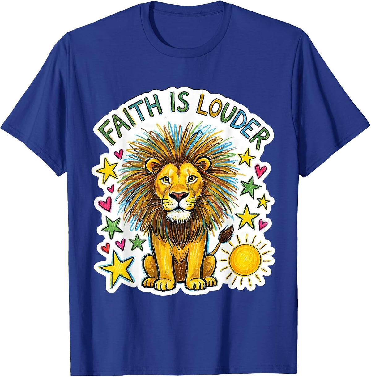 Faith Is Louder Faith Over Fear Graphic Design T-Shirt - Royal Blue