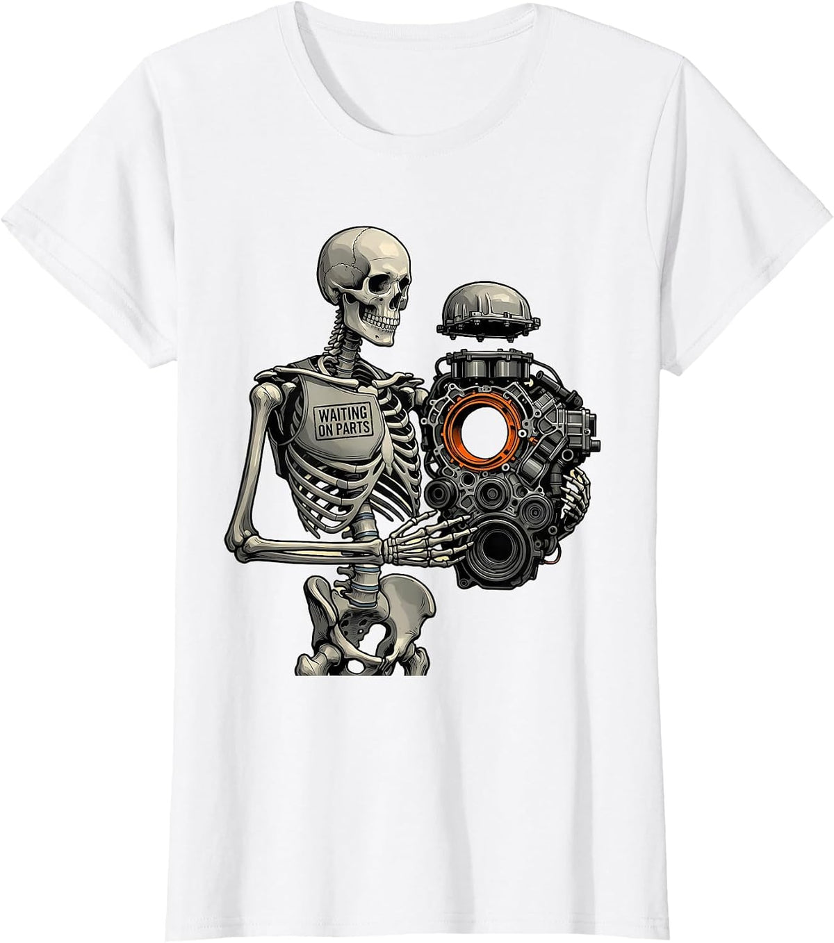 Women's Waiting On Parts Funny Mechanic Auto Repair Technician Humor T-Shirt - White