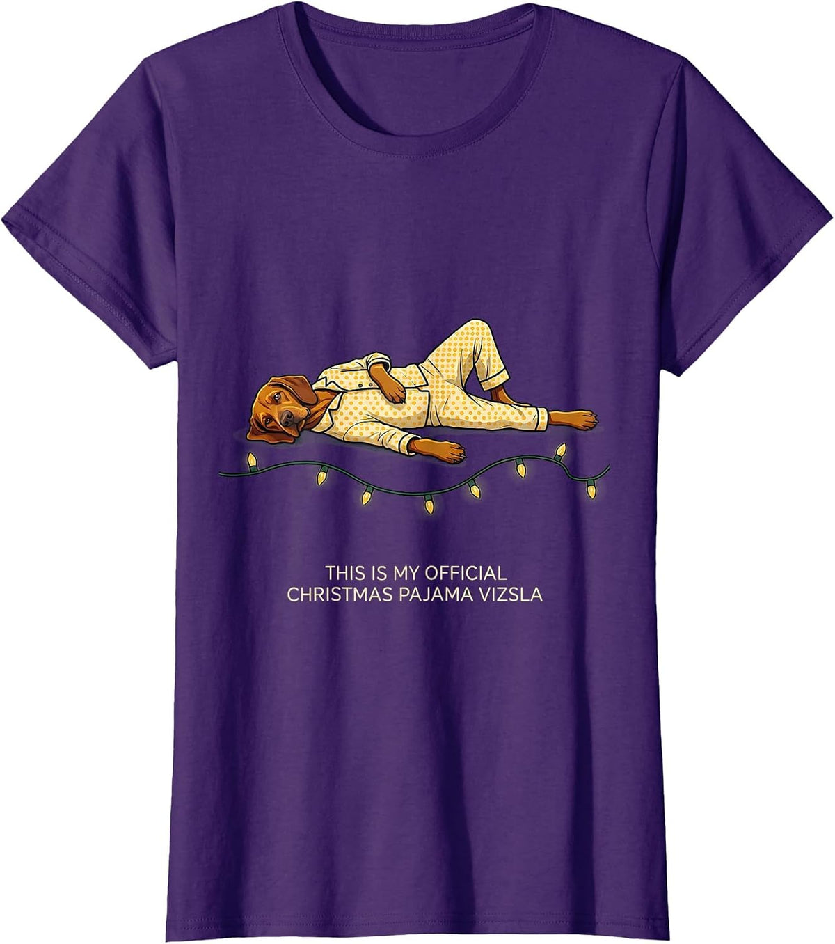 Women's This Is My Official Christmas Pajama Vizsla Dog Lover T-Shirt - Purple