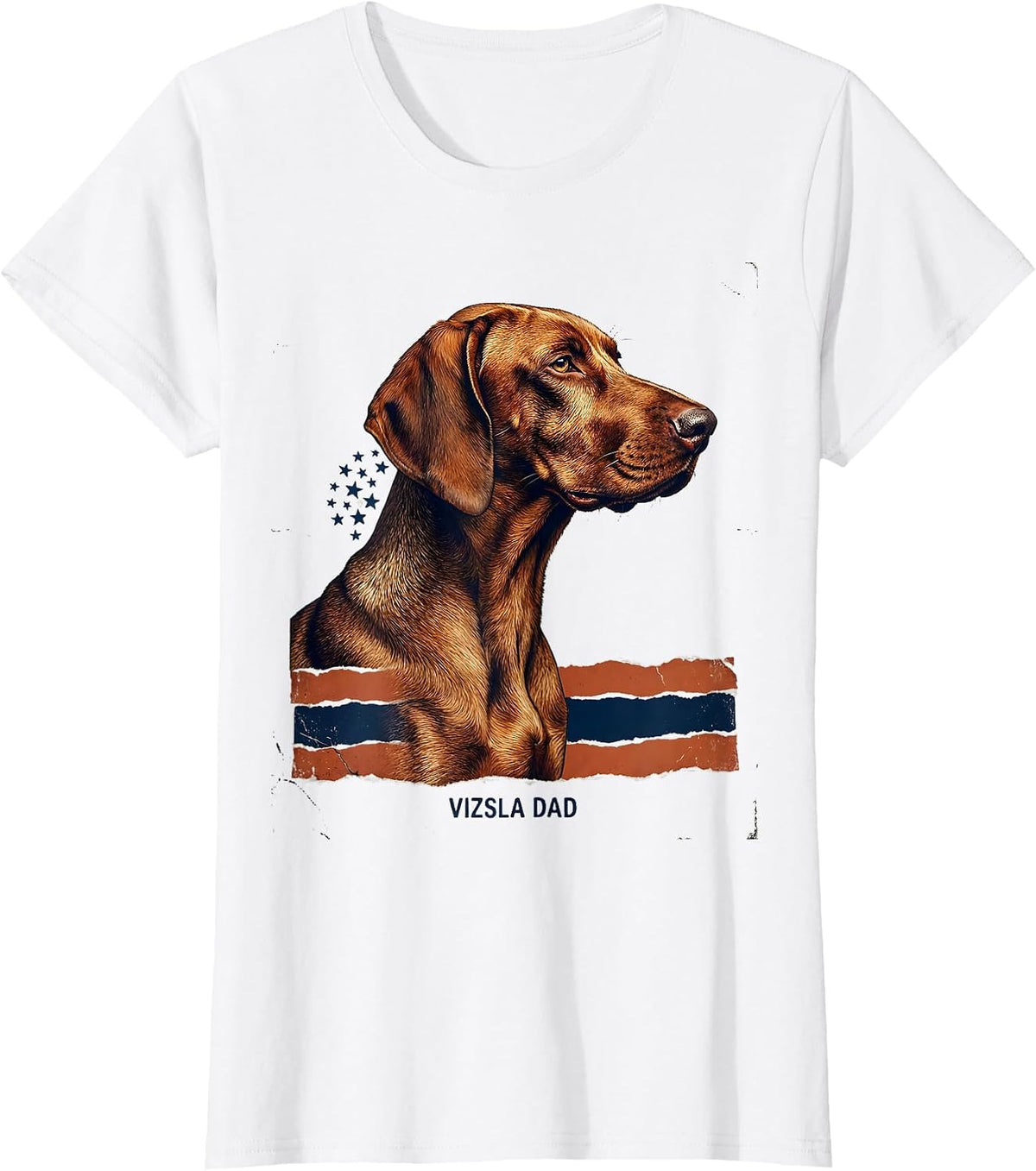 Women's Vizsla Dad Distressed Patriotic Dog Breed Pride 4th Of July T-Shirt - White