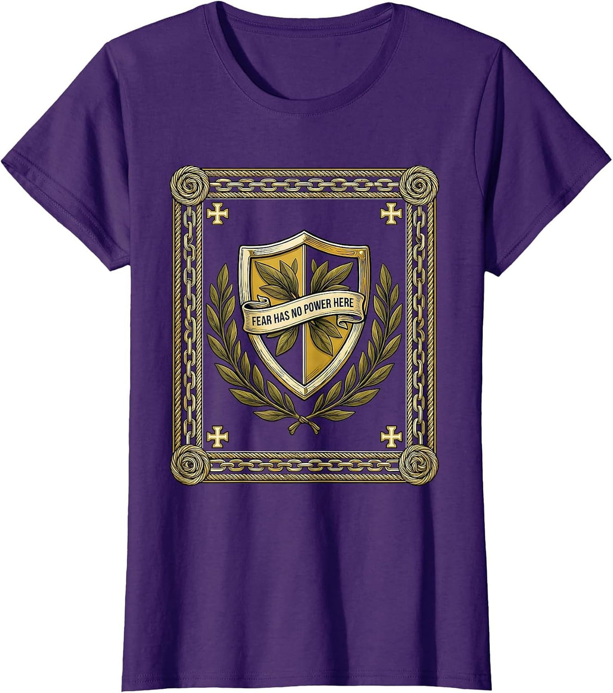 Women's Faith Over Fear Has No Power Here Design T-Shirt - Purple