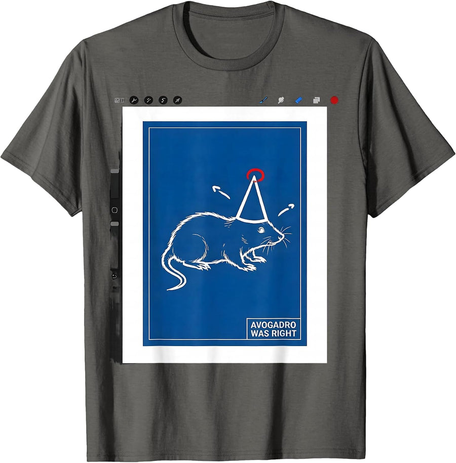Avogadro Was Right Technical Blueprint Mole Day Chemistry T-Shirt - Asphalt Grey