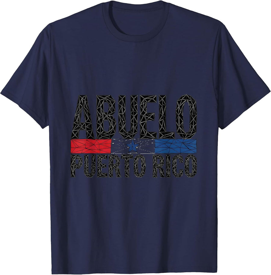 Abuelo Puerto Rico Geometric Flag Heritage National Pride T-Shirt - Navy Blue
