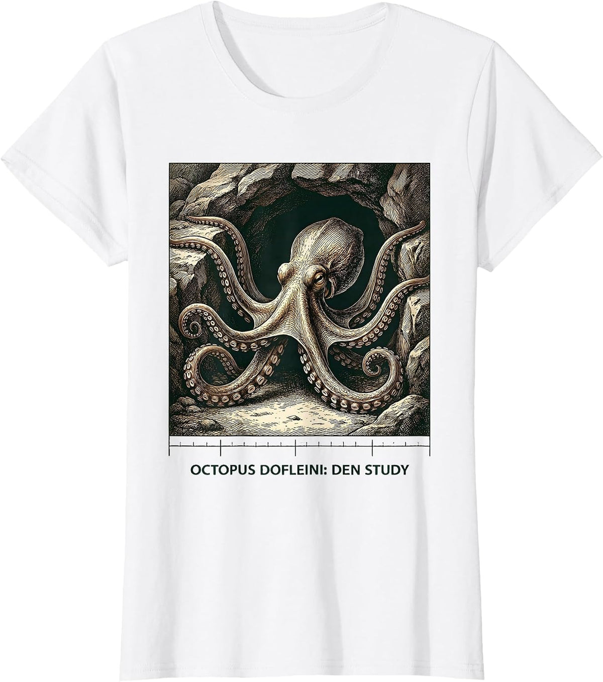 Women's Octopus Dofleini Den Study Vintage Marine Biology Octopus T-Shirt - White