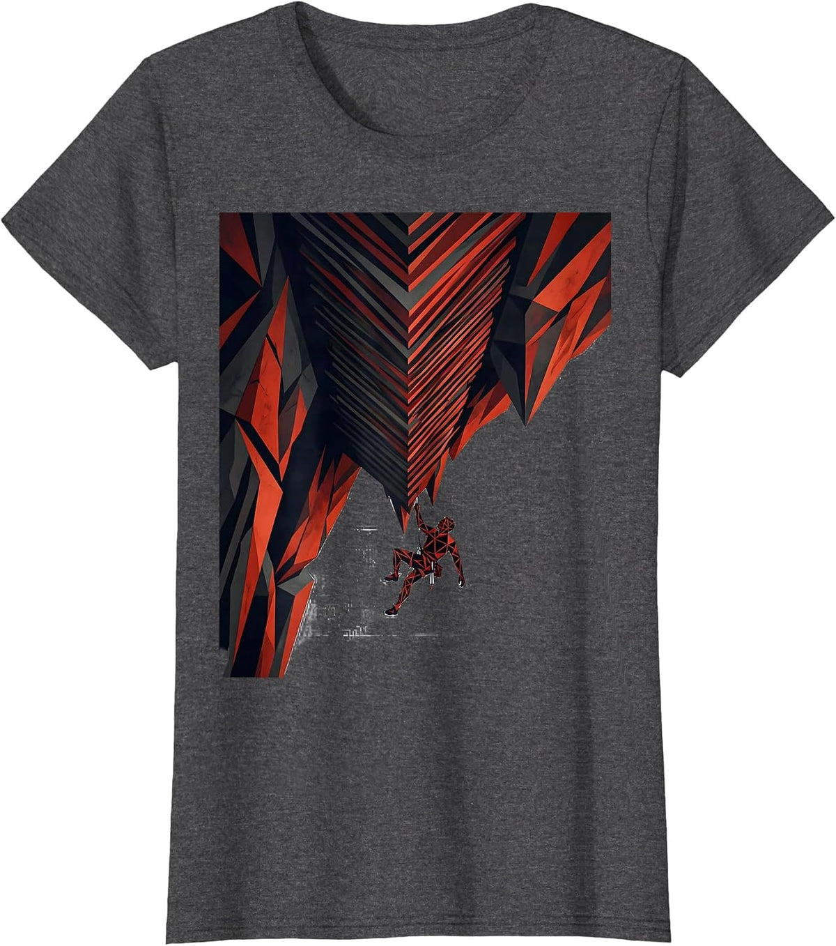 Women's Rock Climber Cliff Overhang Hanging Graphic T-Shirt - Dark Heather Grey