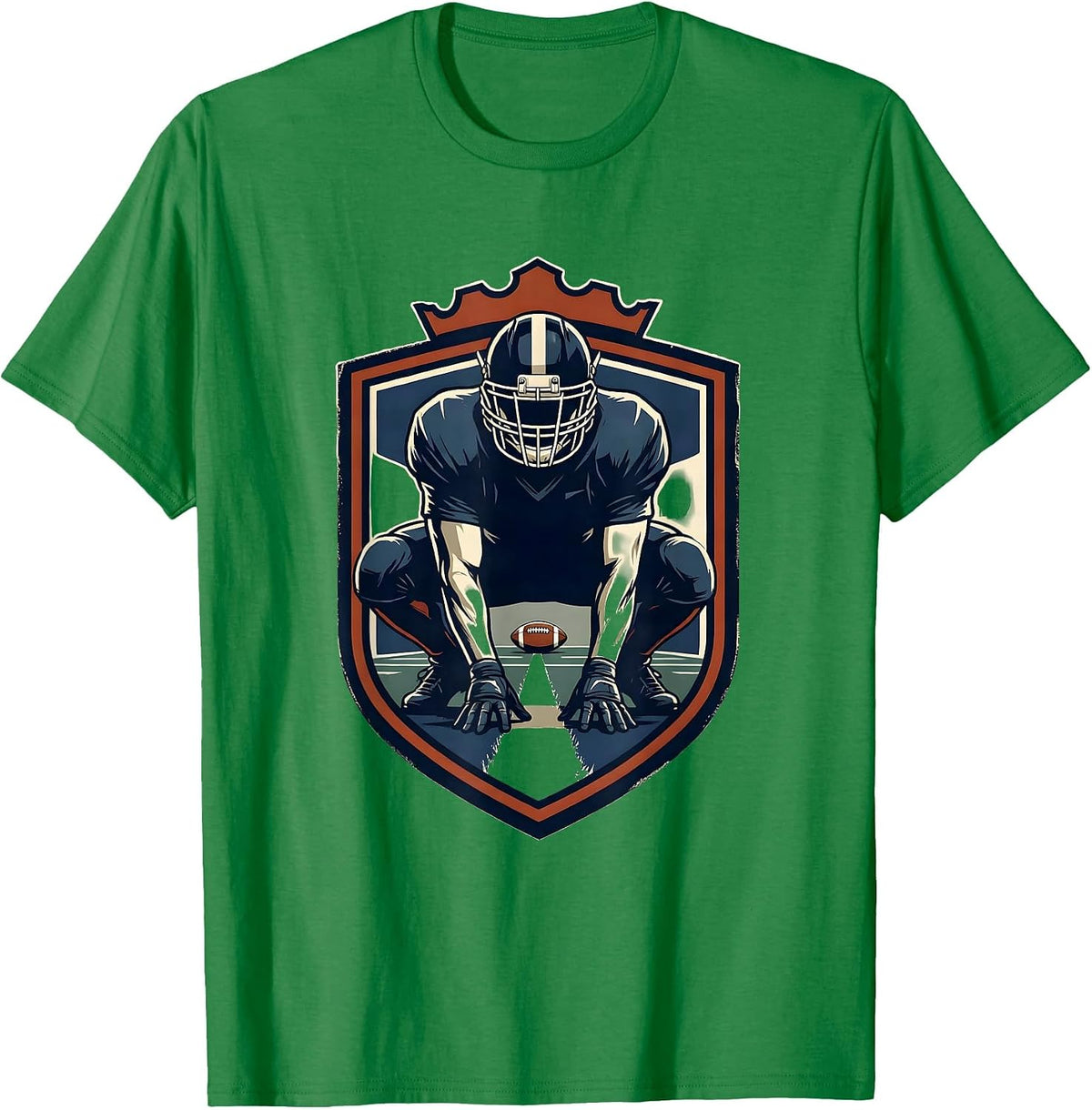 Men's Lineman Shield Emblem Football Player Humor T-Shirt - Kelly Green