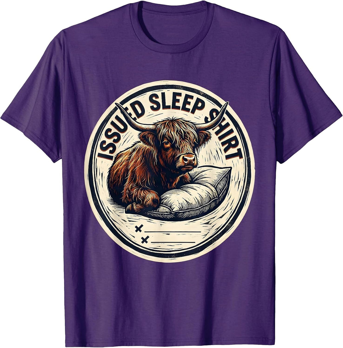 Issued Sleep Shirt Funny Highland Cow Attitude Humor T-Shirt - Purple