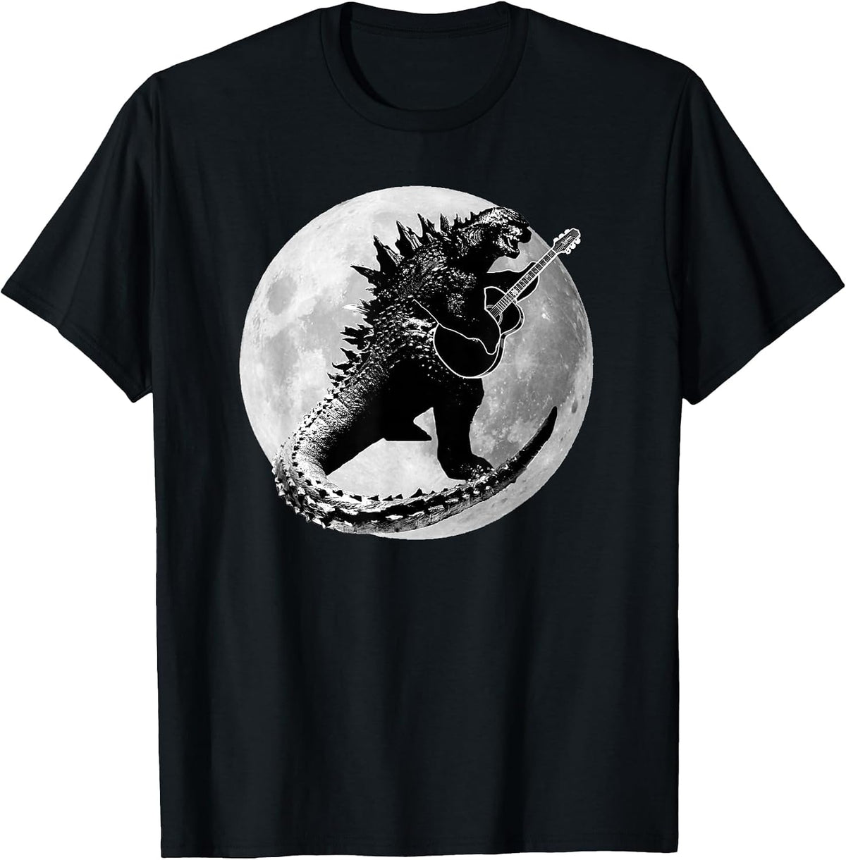 Dinosaur Playing Guitar Electric Acoustic Led Rock T-Shirt T-Shirt - Black