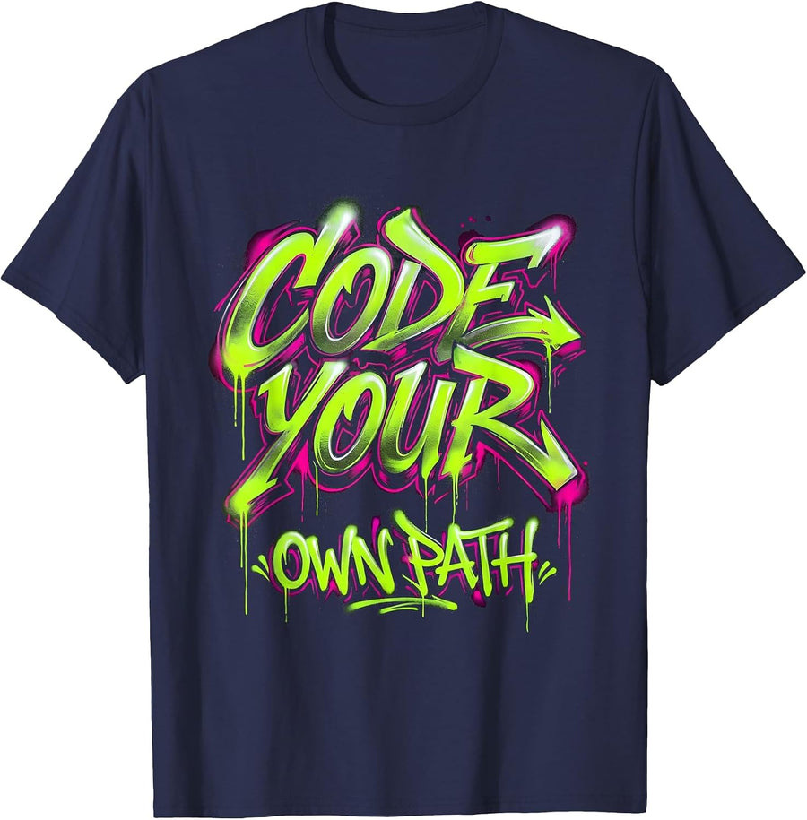 Code Your Own Path Programmer Developer Design T-Shirt - Navy Blue