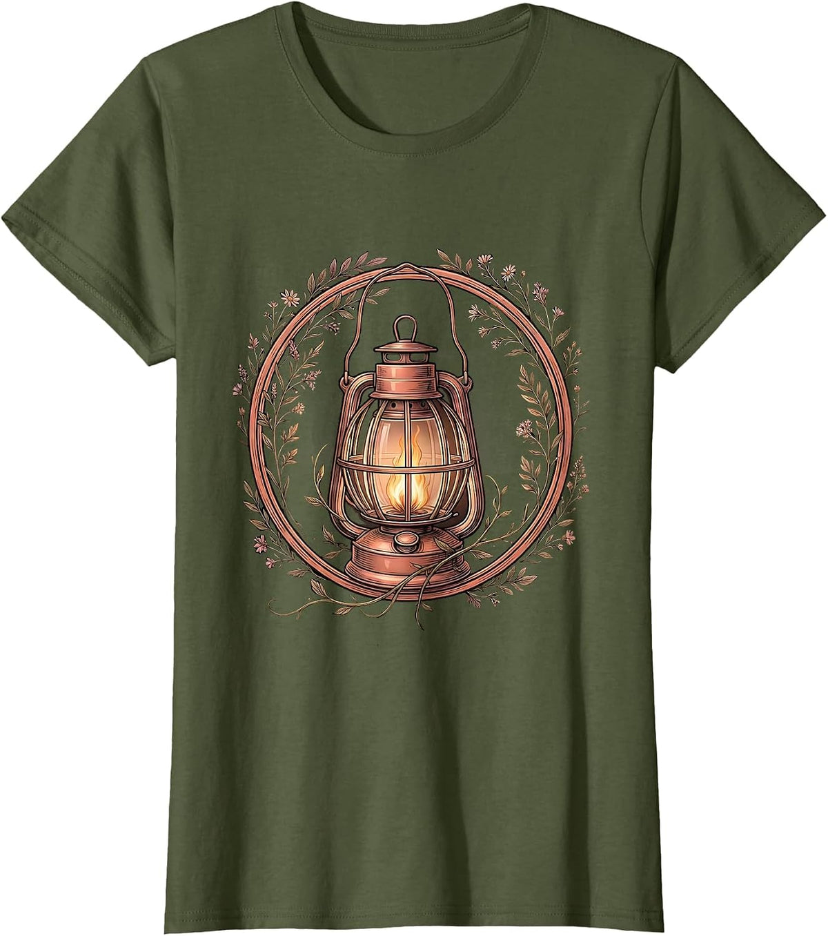 Women's Lantern In The Dark Faith Over Fear Graphic T-Shirt - Olive Green