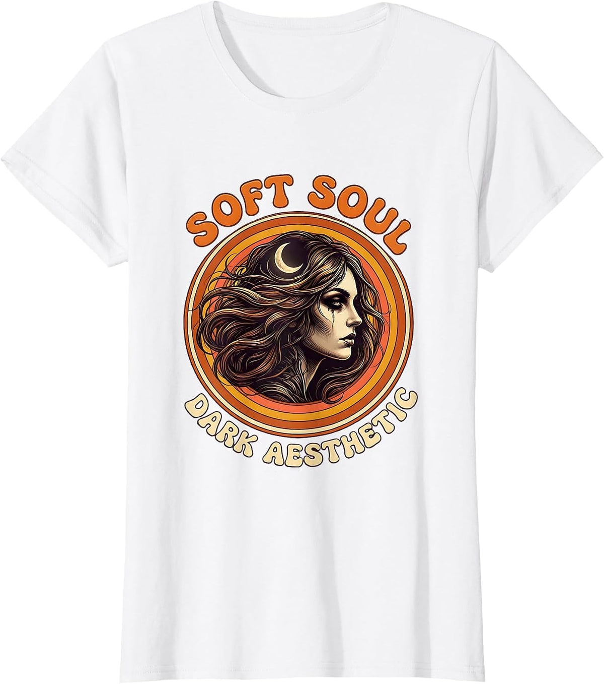 Women's Soft Soul Dark Aesthetic Gothic Design T-Shirt - White