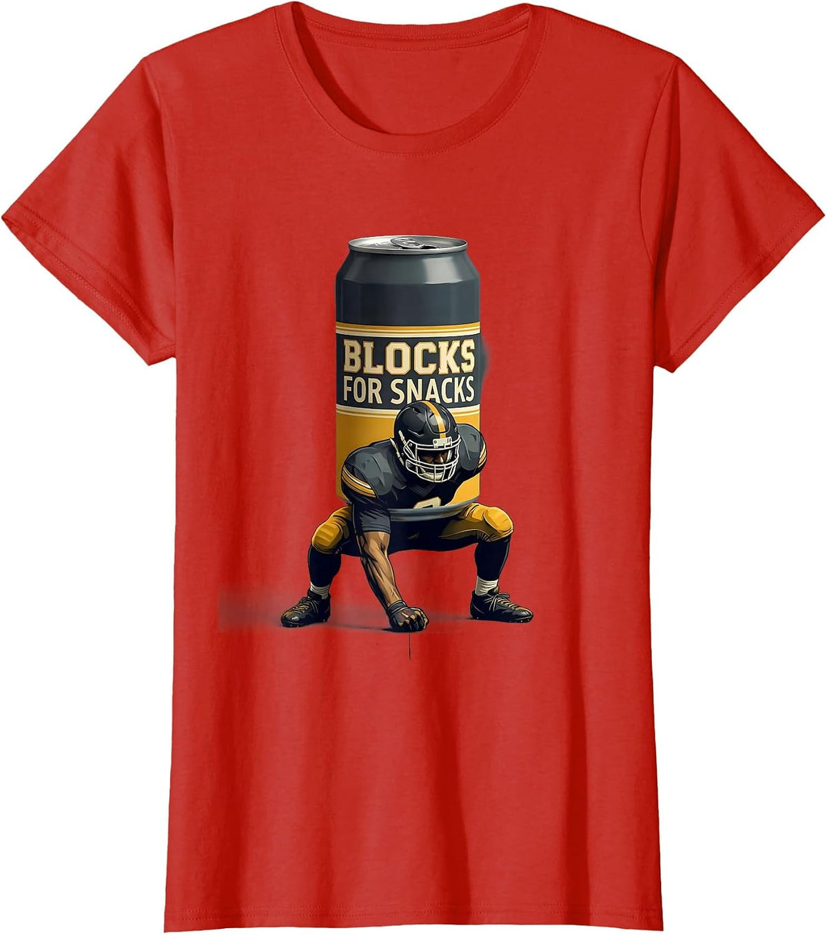 Women's Blocks For Snacks Funny Football Lineman Humor T-Shirt - Red