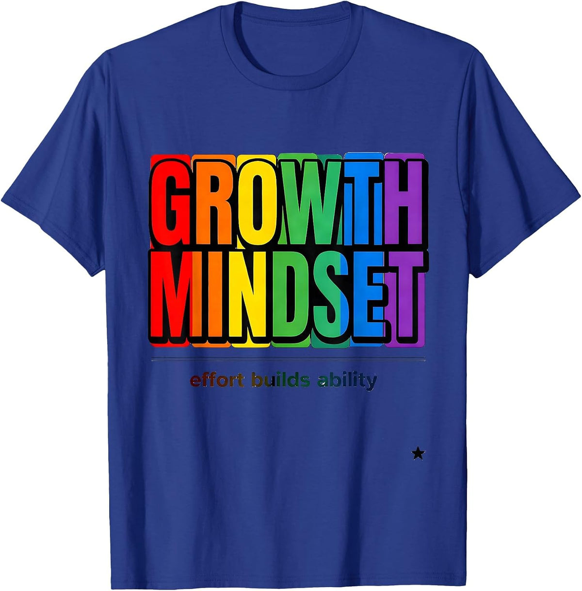 Growth Mindset Effort Builds Ability Motivational Teacher T-Shirt - Royal Blue