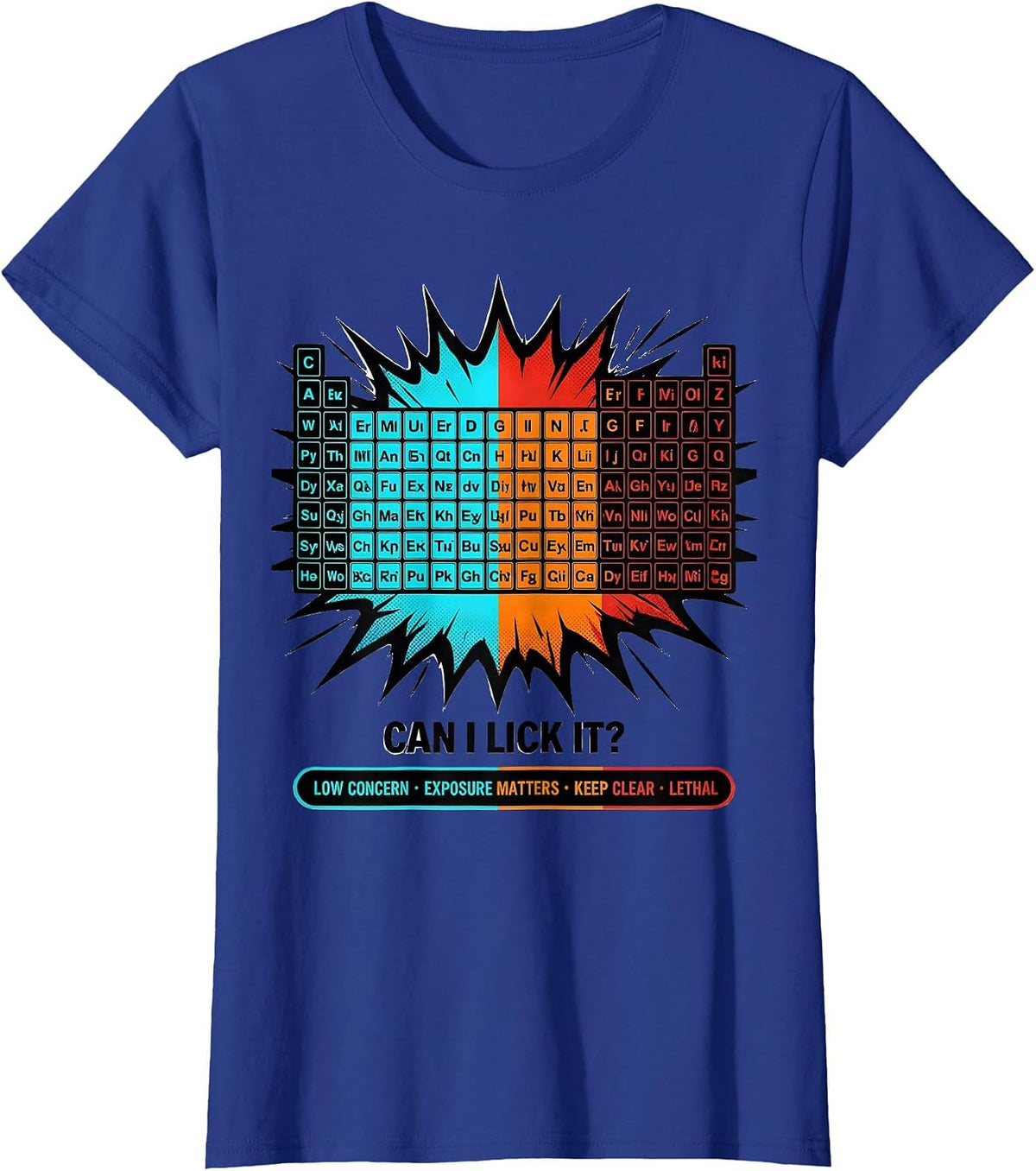 Women's Can I Lick It Periodic Table Funny Science Teacher T-Shirt - Royal Blue