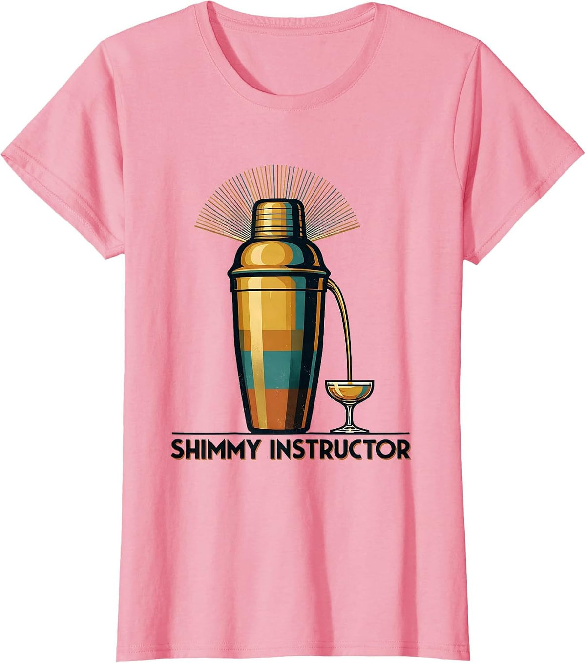Women's Shimmy Instructor Vintage Roaring 20s Party New Years Eve T-Shirt - Pink