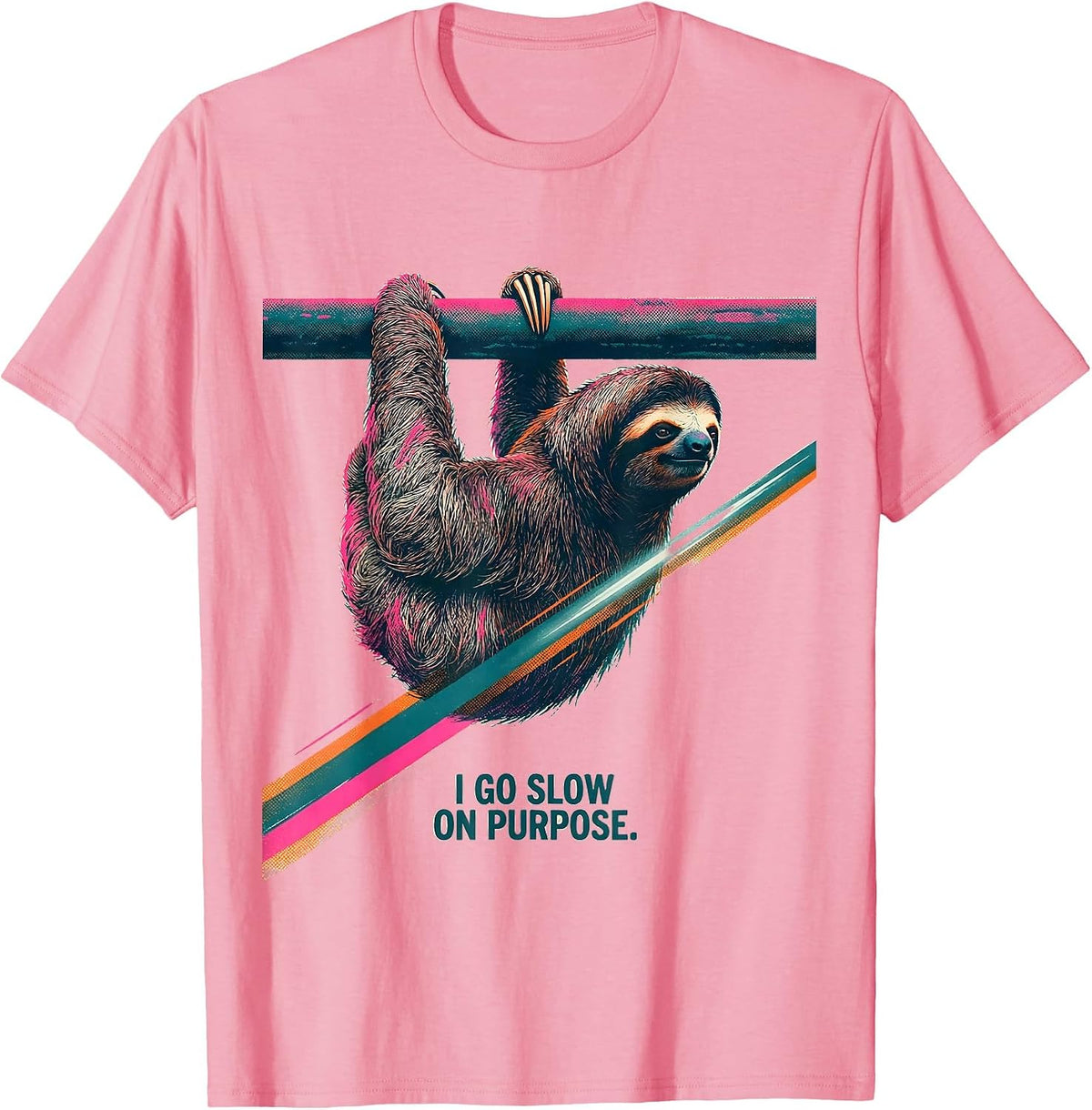 Men's I Go Slow On Purpose Funny Sloth Lover Humor Gift T-Shirt - Pink