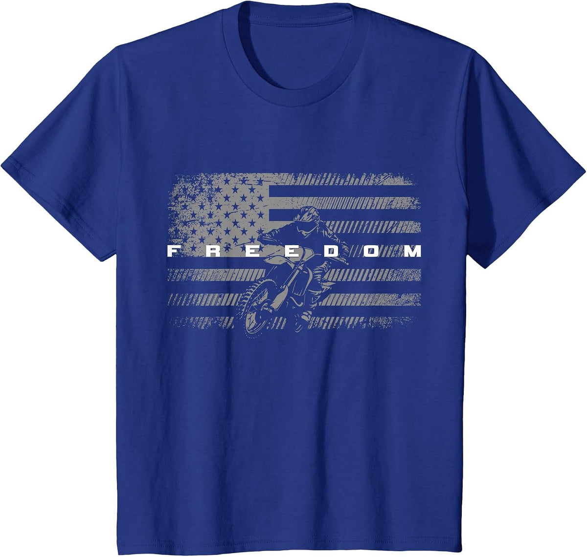 American Flag Dirt Bike Motocross T-Shirt - Royal Blue