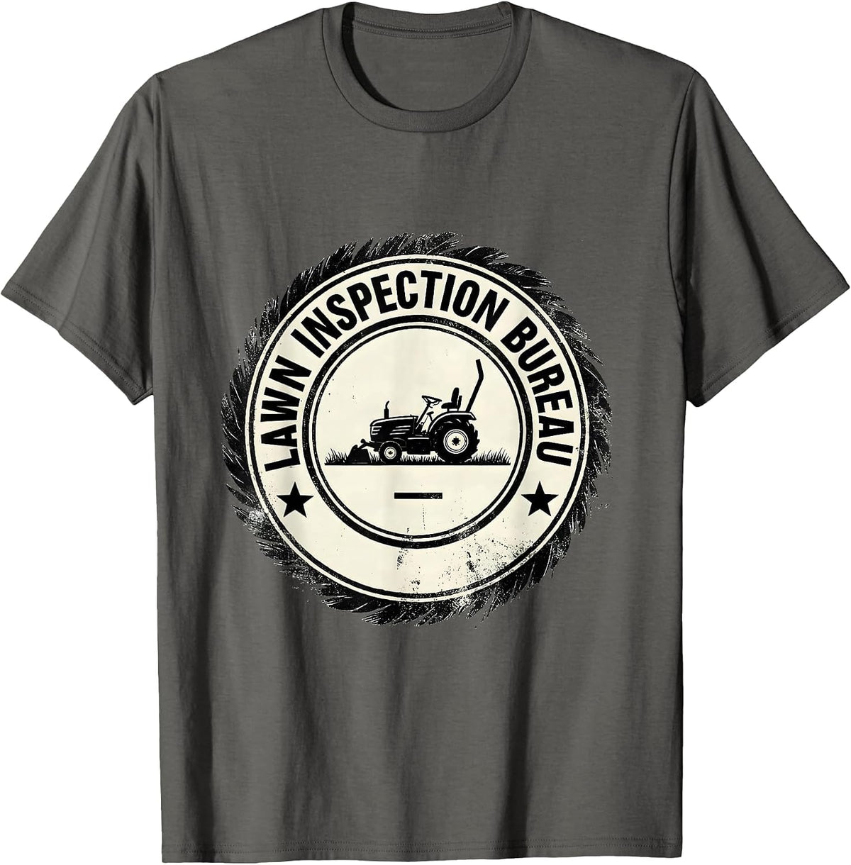 Lawn Inspection Bureau Funny Lawn Mower Dad Gift T-Shirt - Asphalt Grey