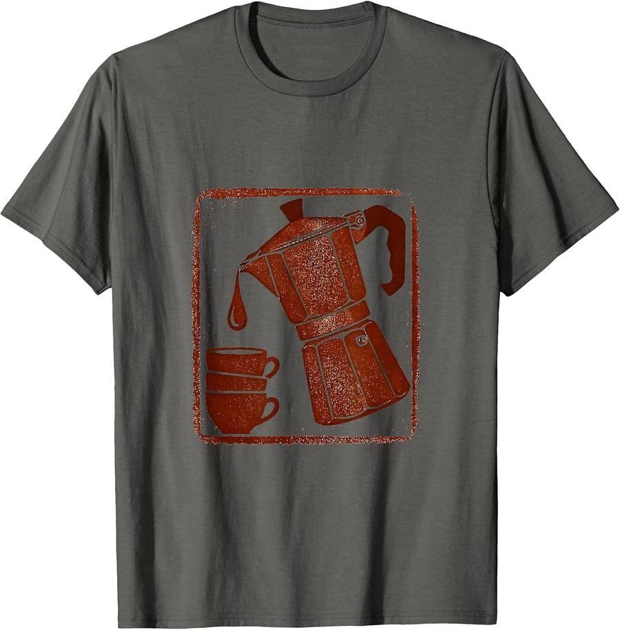 Stamped Coffee Percolator Rubber Stamp Vintage Gift T-Shirt - Asphalt Grey