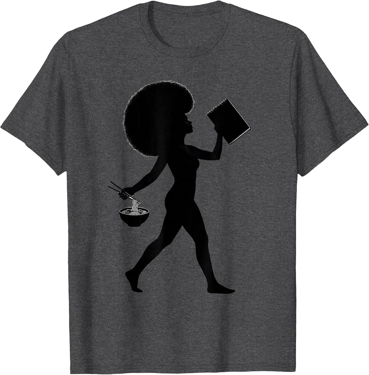 Men's Afro Anime Girl Sketching Ramen Lover Art T-Shirt - Dark Heather Grey