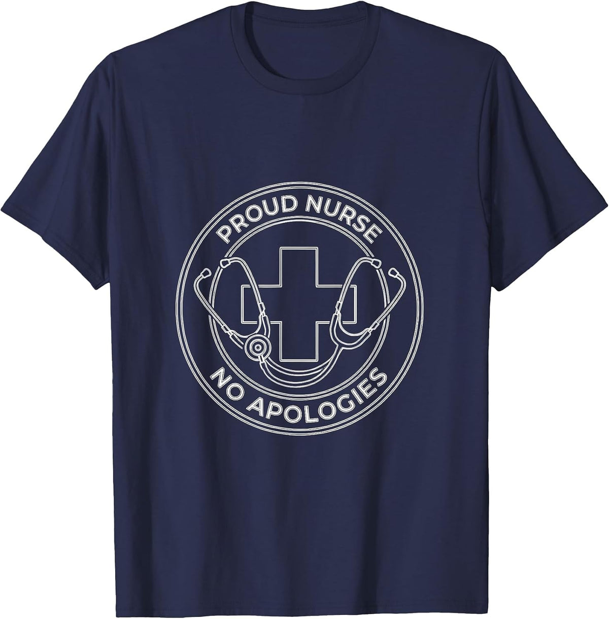 Proud Nurse No Apologies Nursing Design T-Shirt - Navy Blue