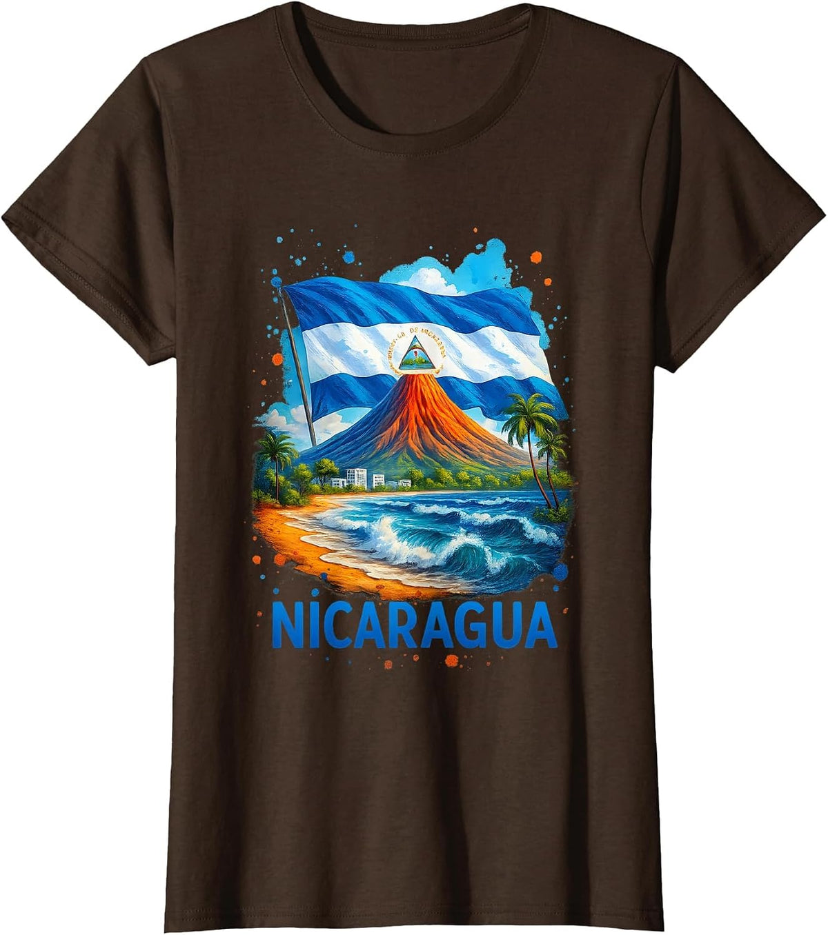 Nicaragua Flag Hispanic Heritage Month Nicaraguan Men Women T-Shirt - Brown