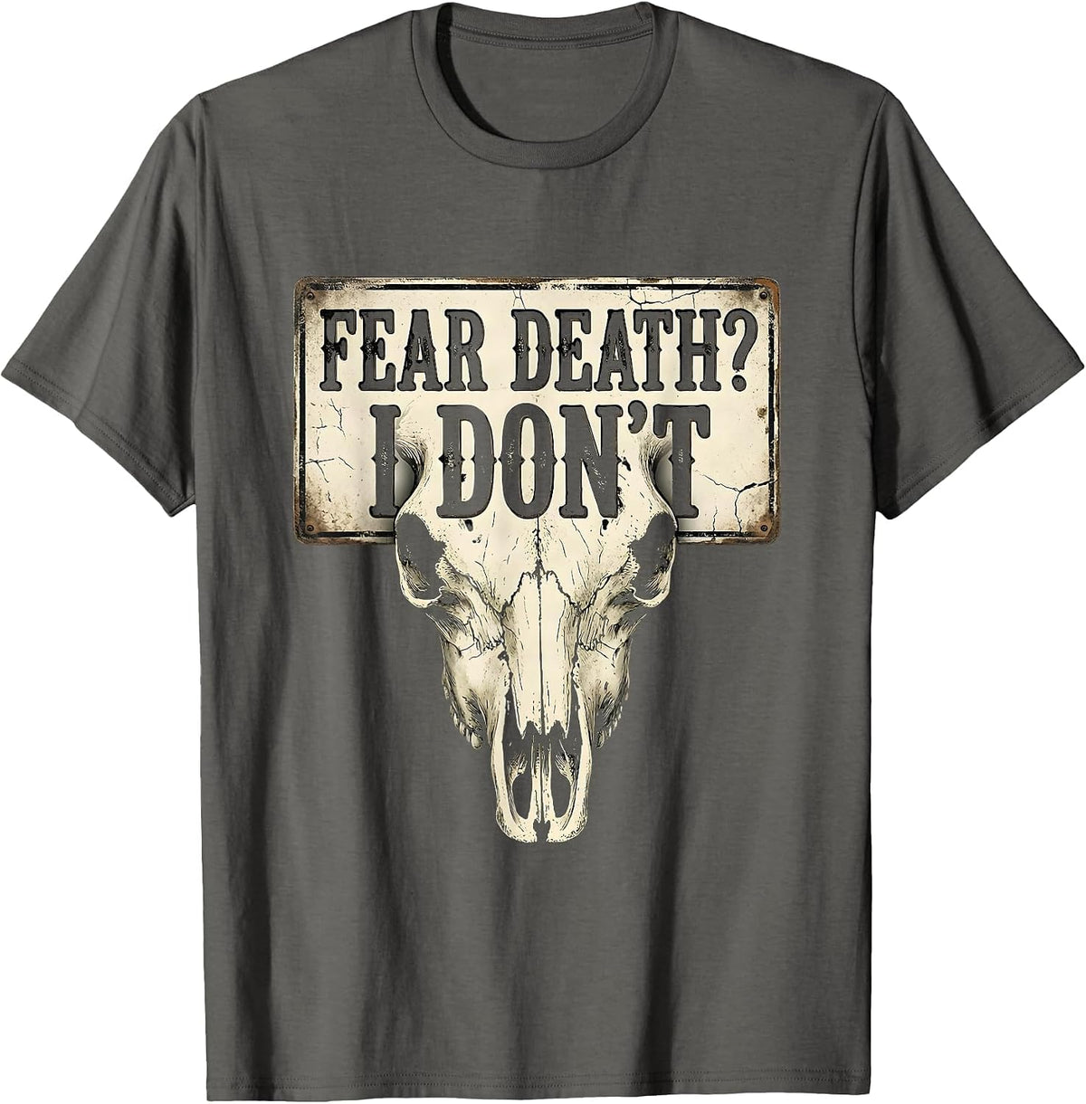 Men's Fear Death? I Don't Faith Over Fear Design T-Shirt - Asphalt Grey