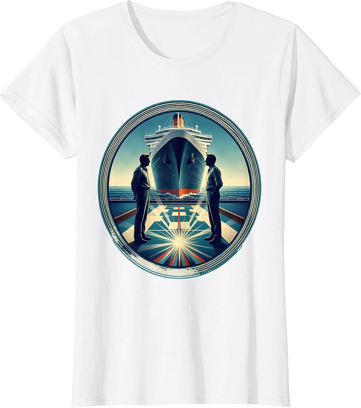 Cruise Ship Shuffleboard Deck Game Illustration T-Shirt - White