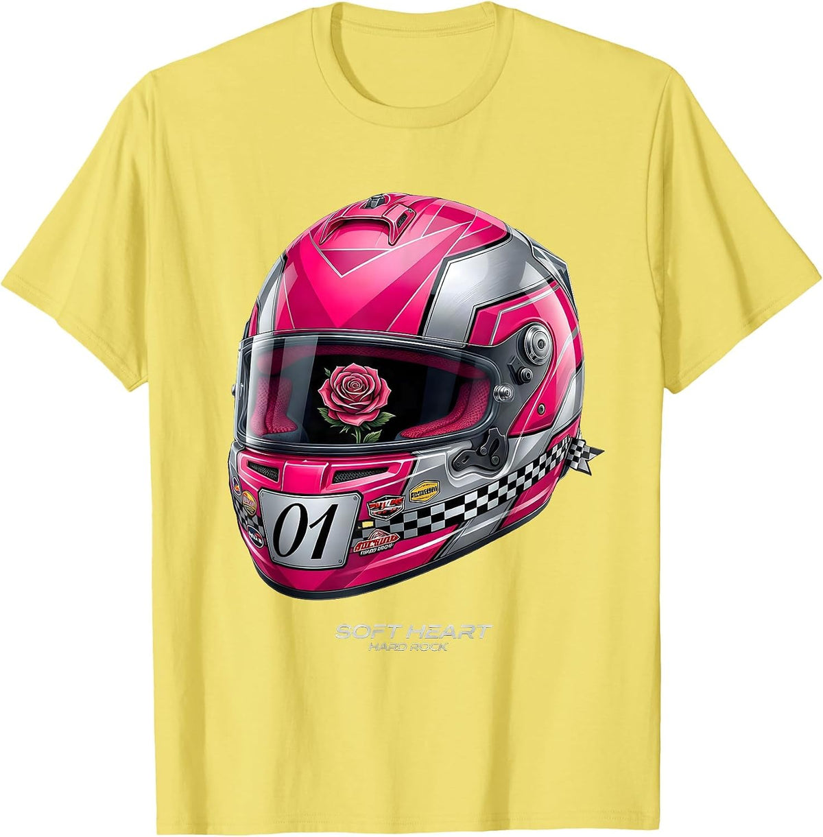 Men's Soft Heart Hard Rock Music Lover Design T-Shirt - Lemon Yellow