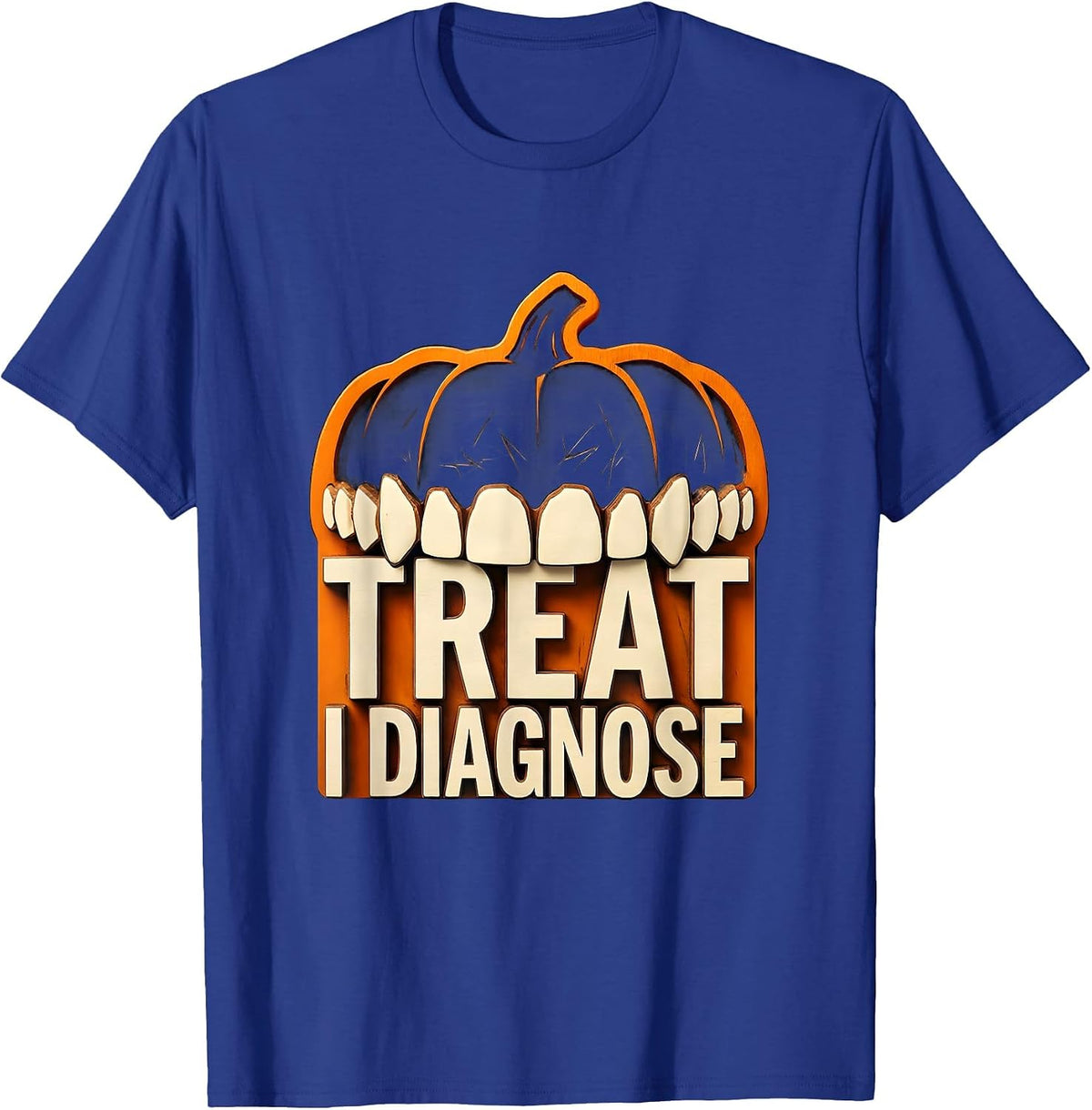 Men's Treat I Diagnose Wood Type Letterpress Dental Hygienist T-Shirt - Royal Blue
