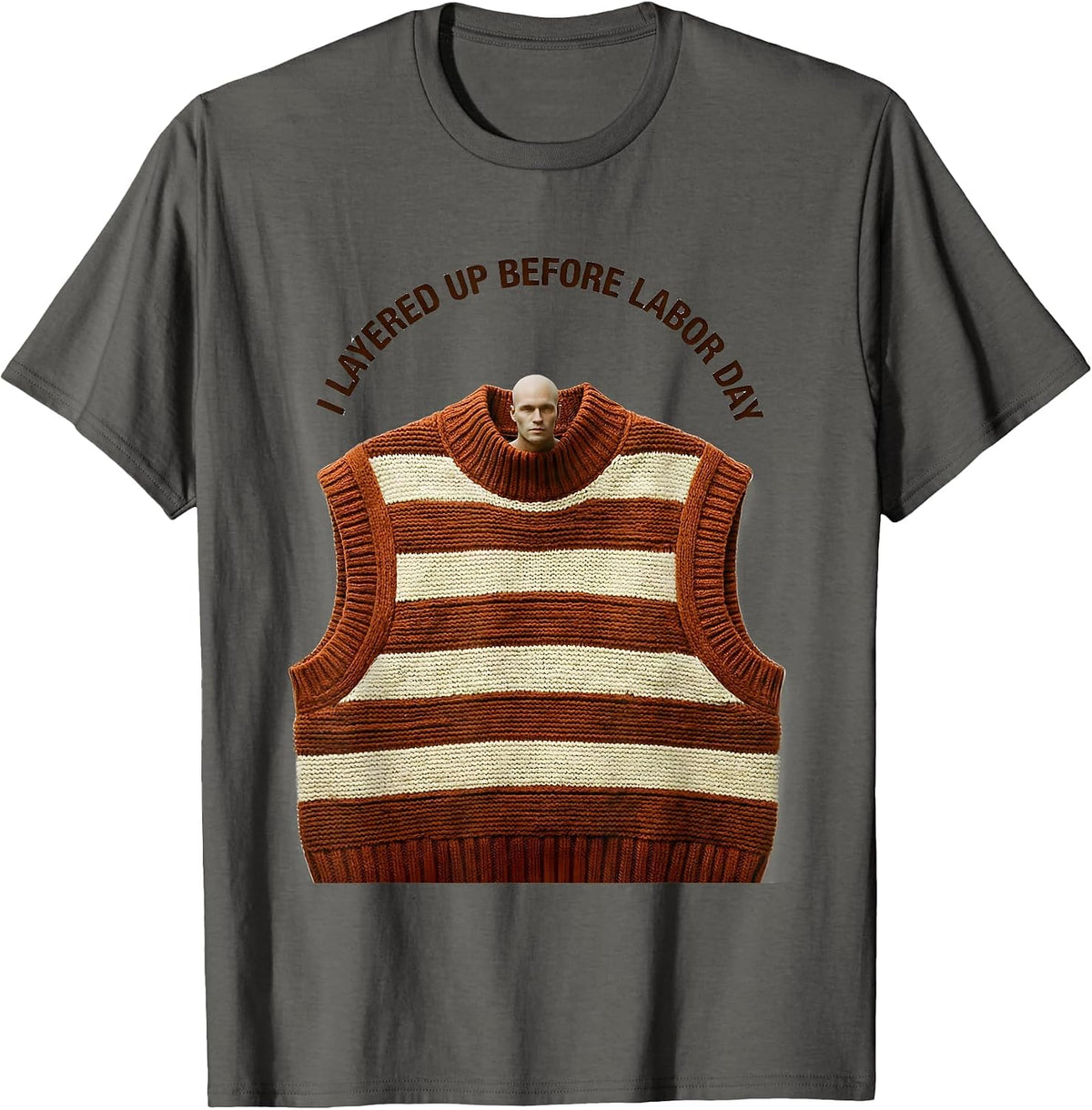 Men's I Layered Up Before Labor Day Cozy Fall Pumpkin Season T-Shirt - Asphalt Grey