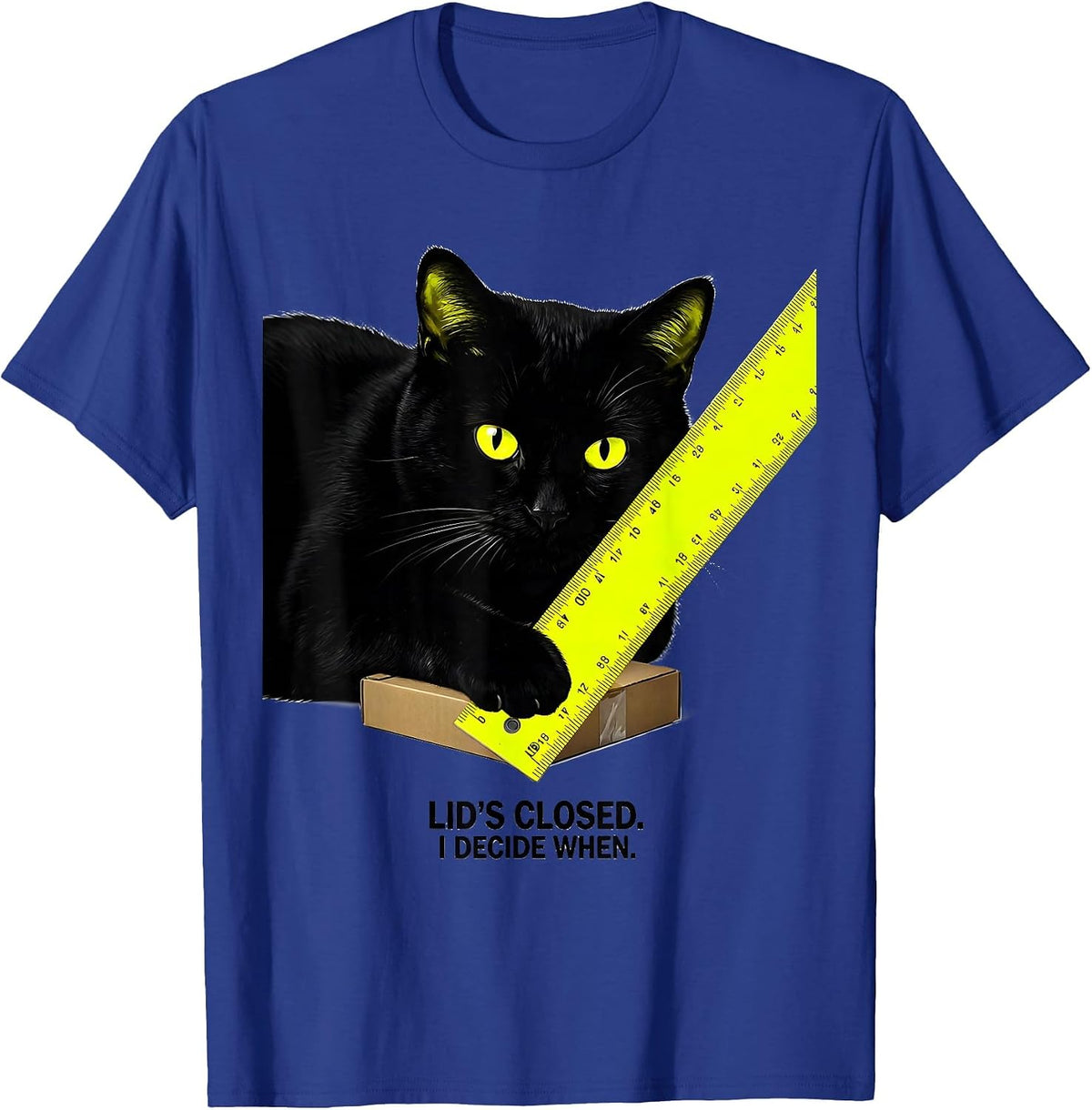 Lid's Closed I Decide When Funny Quantum Physics Cat Geek T-Shirt - Royal Blue